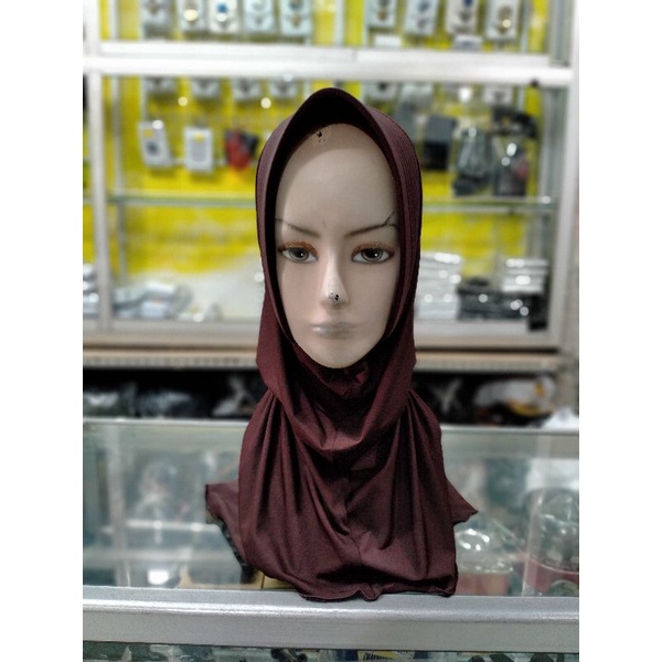 Jilbab Coklat Antem Kerut  Polwan SATPAM