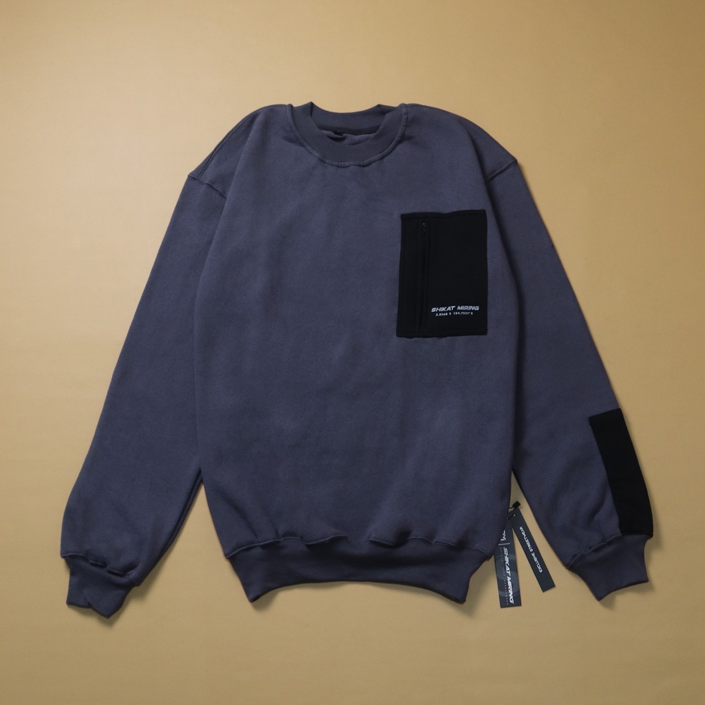 JAKET SWEATER CREWNECK SKM POCKET SIMPLE UNISEX GOOD QUALITY