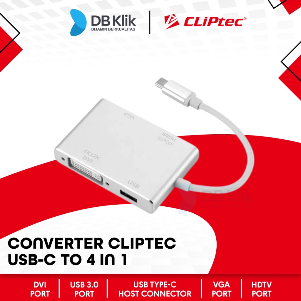 &quot;Converter CLIPtec USB-C to 4 in 1 (VGA + DVI + HDTV + USB)&quot;