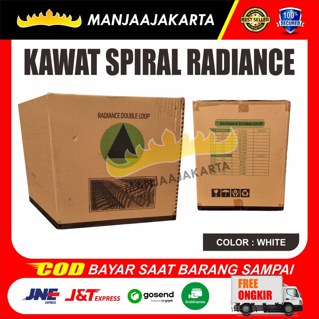Spiral Radiance 11/4 putih Spiral Kawat Radiance Kawat Jilid Spiral Ring Kawat Buku Spiral Kawat Rol