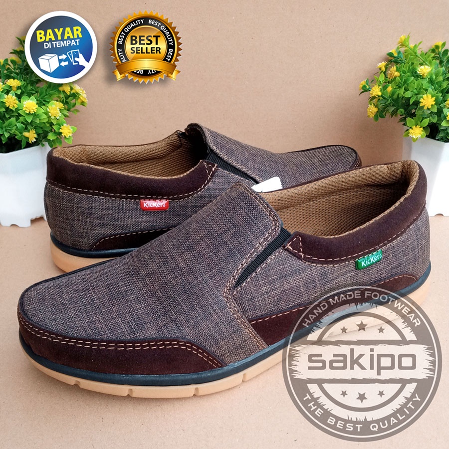 PROMO KEMERDEKAAN !! SEPATU KASUAL PRIA DEWASA SLIP ON WARNA COKLAT MURAH BERKUWALITAS SOL KARET TRENDI NYAMAN DIPAKAI / SEPATU SANTAI PRIA DEWASA / SEPATU KERJA LAPANGAN / SEPATU KERJA KANTORAN SOL KARET / SAKIPO