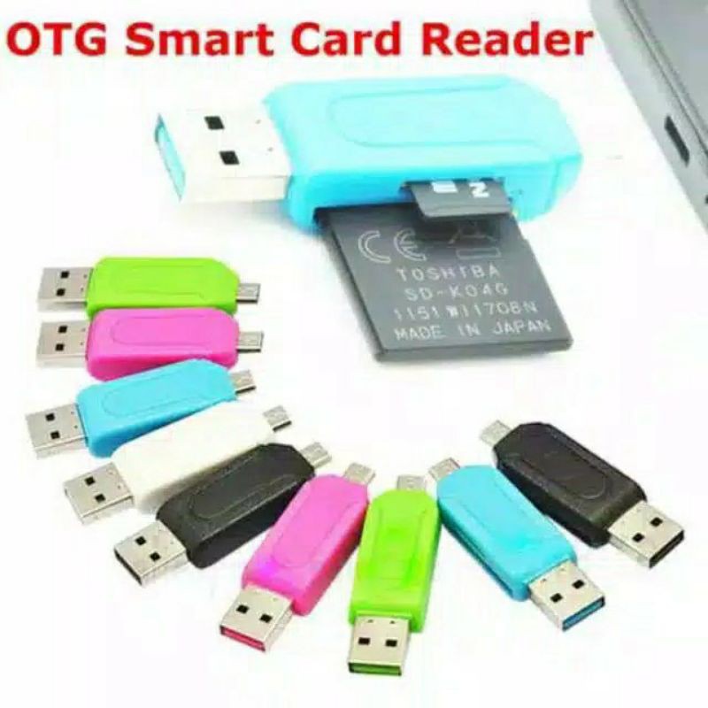 Card Rider OTG USB Hp Laptop PC Komputer Card Reader 2 Slot OTG mini 2in1