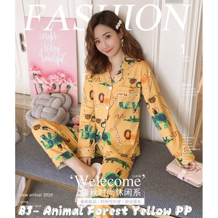 animal forest yellow PP cotton piyama -Thejanclothes