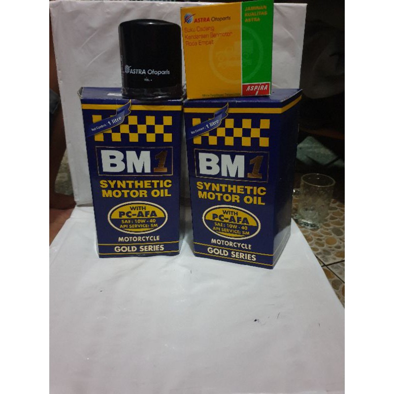 Paket Hemat Bulanan NINJA 250 , R25 , CBR 250 2 Liter Oli BM1 10W-40+Filter OLI Aspira ORIGINAL BM1