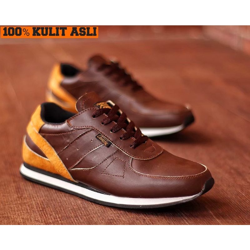 WOLF|100% KULIT ASLI SNEAKERS PRIA KASUAL SPORTY CEVANY JELLAL ORIGINAL CH1