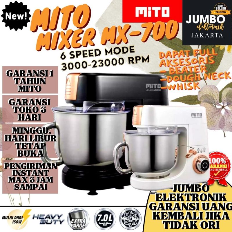 Mito MX-700 Stand Mixer 7 Liter Hitam & Putih 1500 Watt