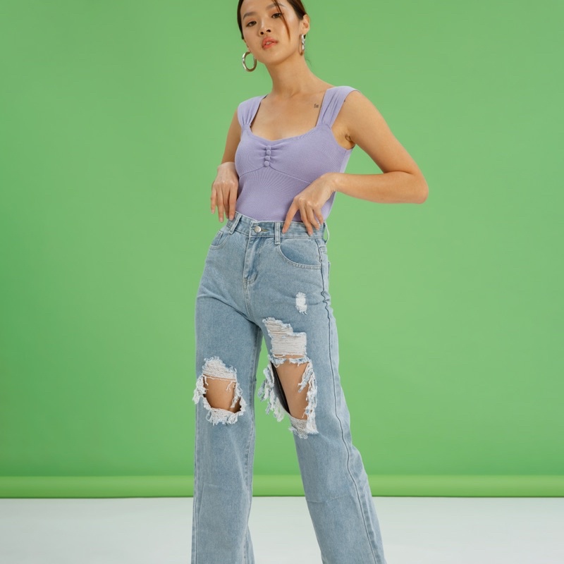 VIERLIN - Jeans 2502 - HIGHWAIST BAGGY RIPPED JEANS