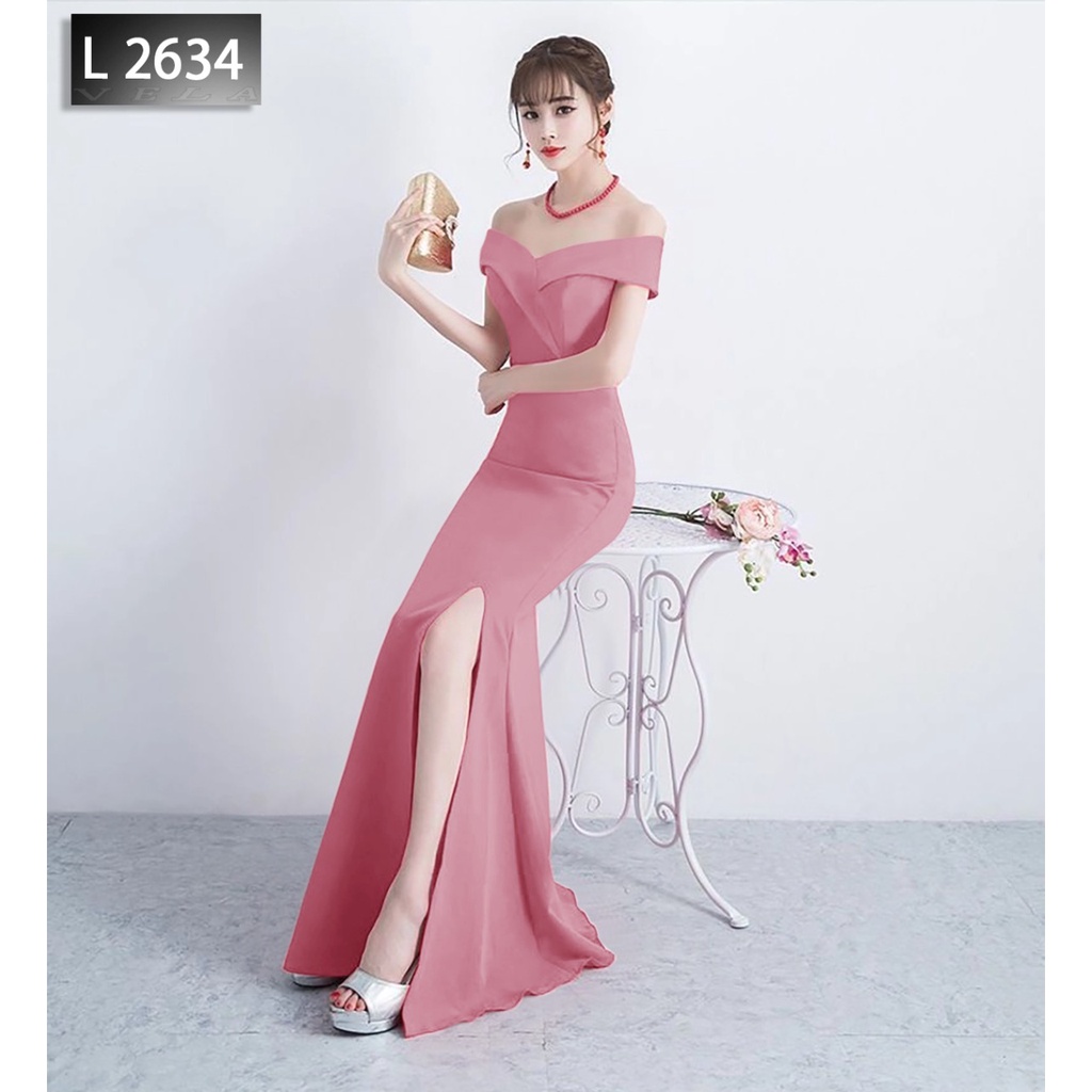 GraceShop83 Long Dress Wanita Kekinian 2022 Korean Style All Size Fit  M / L Warna Hitam Salem Kunin