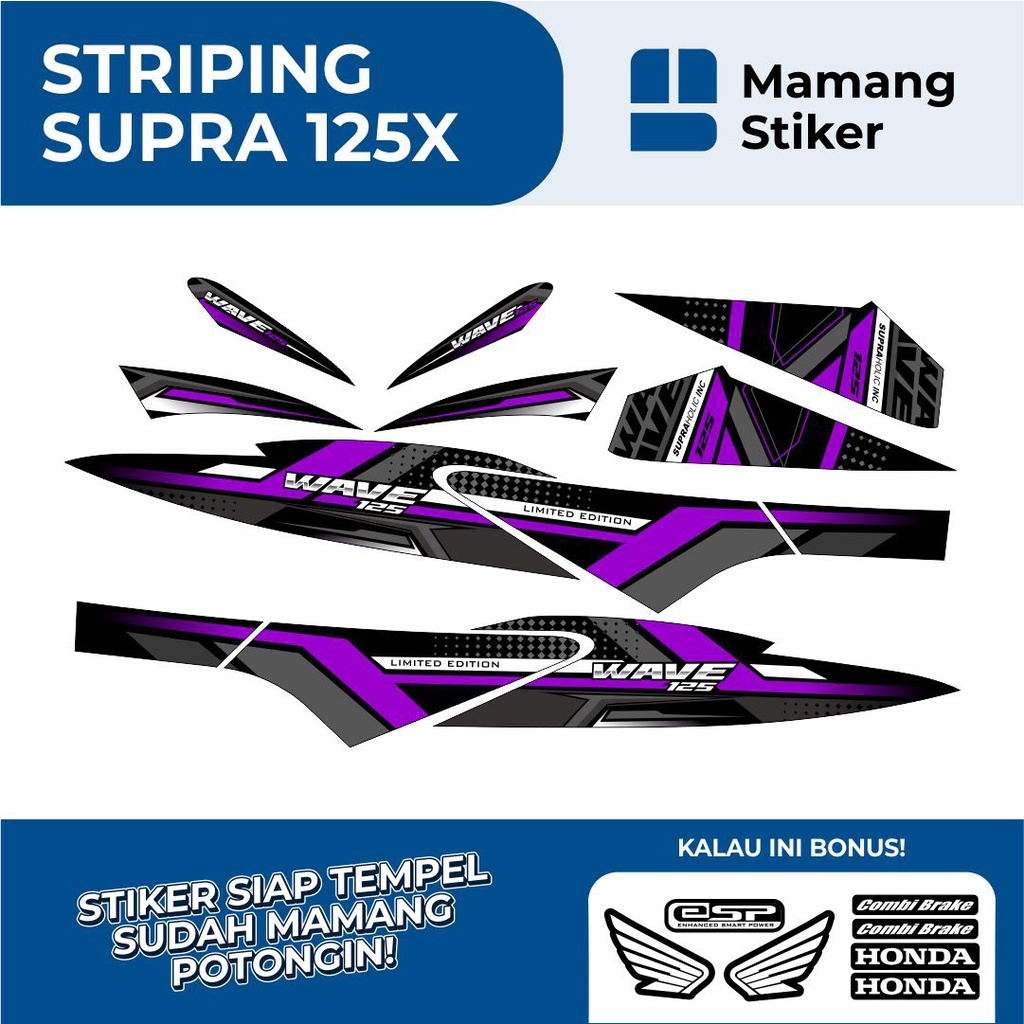 STRIPING SUPRA X 125 VARIASI 32/STICKER SUPRA X125 FI WAVE 2007 2008 2009 2010 LAMA/STIKER LIS HONDA