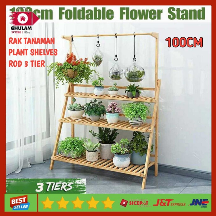 Rak Kayu Tanaman Tingkat 3 Susun Ruang Tamu Plant Shelves Berkualitas