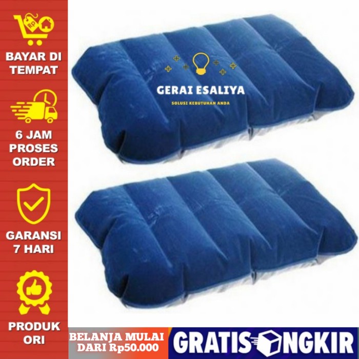 Bantal Angin Inflatable PVC Nexk Pillow High Rest Biru