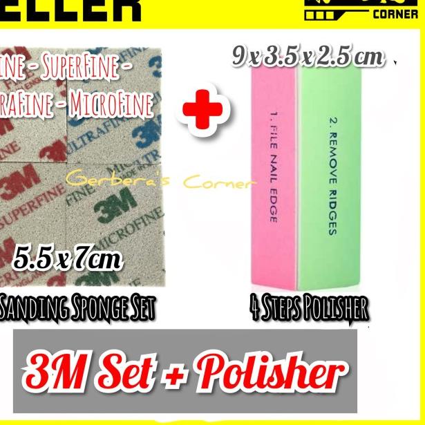 ❈ 3M Sanding Sponge Set 5.5 x 7 cm + 4 Grades Polisher Amplas Gundam ♠