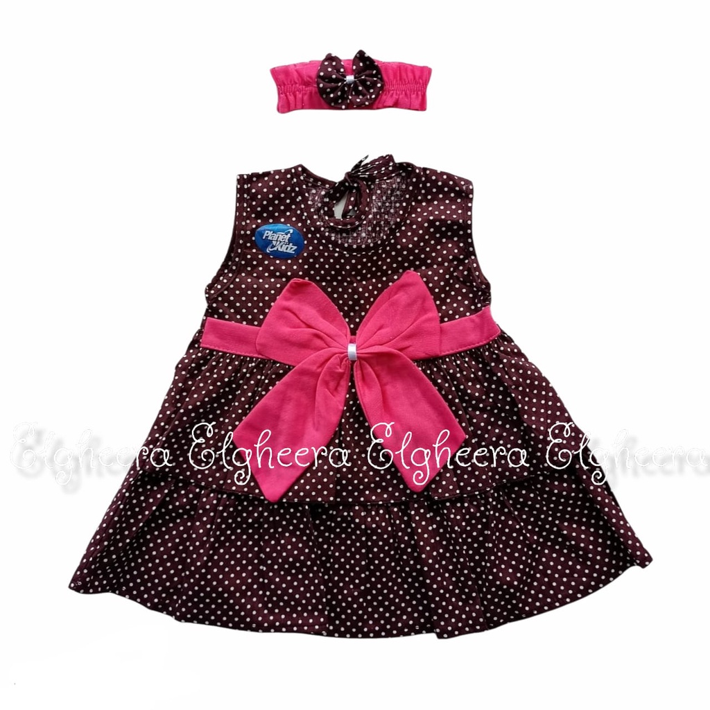 (ELGHEERA) Dress Anak Motif Pita / Baju Anak Murah Tanpa Bando