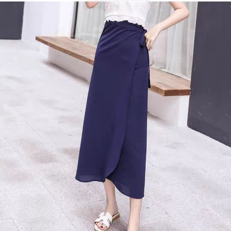 Rok A-line Shakila Strap/Rok Panjang Wanita Korea musim panas Fit to Xl-TALI SHAKILA~NAVY