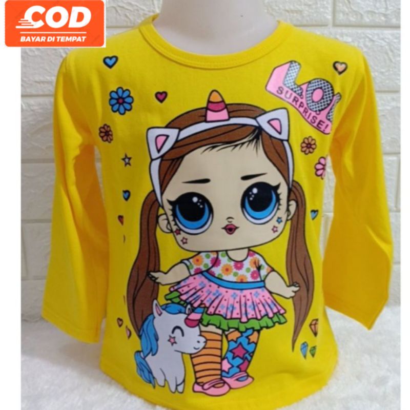 atasan  baju Anak Perempuan / atasan Kaos Anak Perempuan usia 2~9th lengan panjang usia 2~9thn