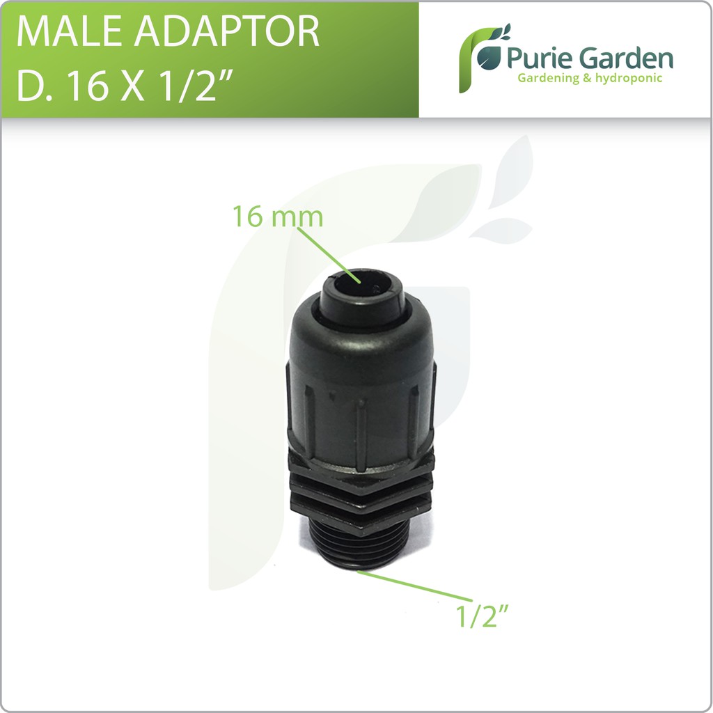 Male Adaptor Lock D. 16 x 1per2 Irritec