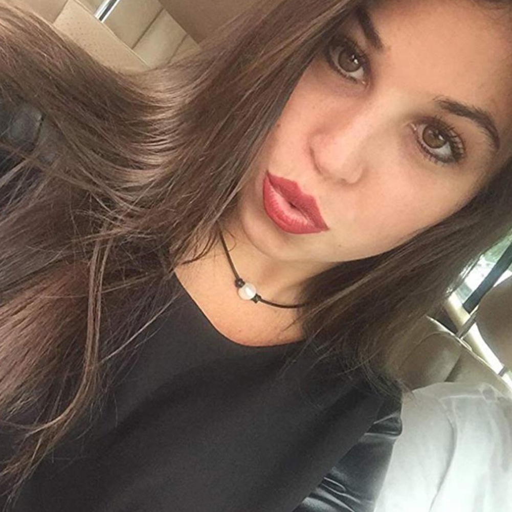 Hu Hu Hu Hu Hu Alat Bantu Pasang Kacamata♡ Kalung Choker Bahan Kulit Imitasi Aksen Mutiara Imitasi Untuk Wanita