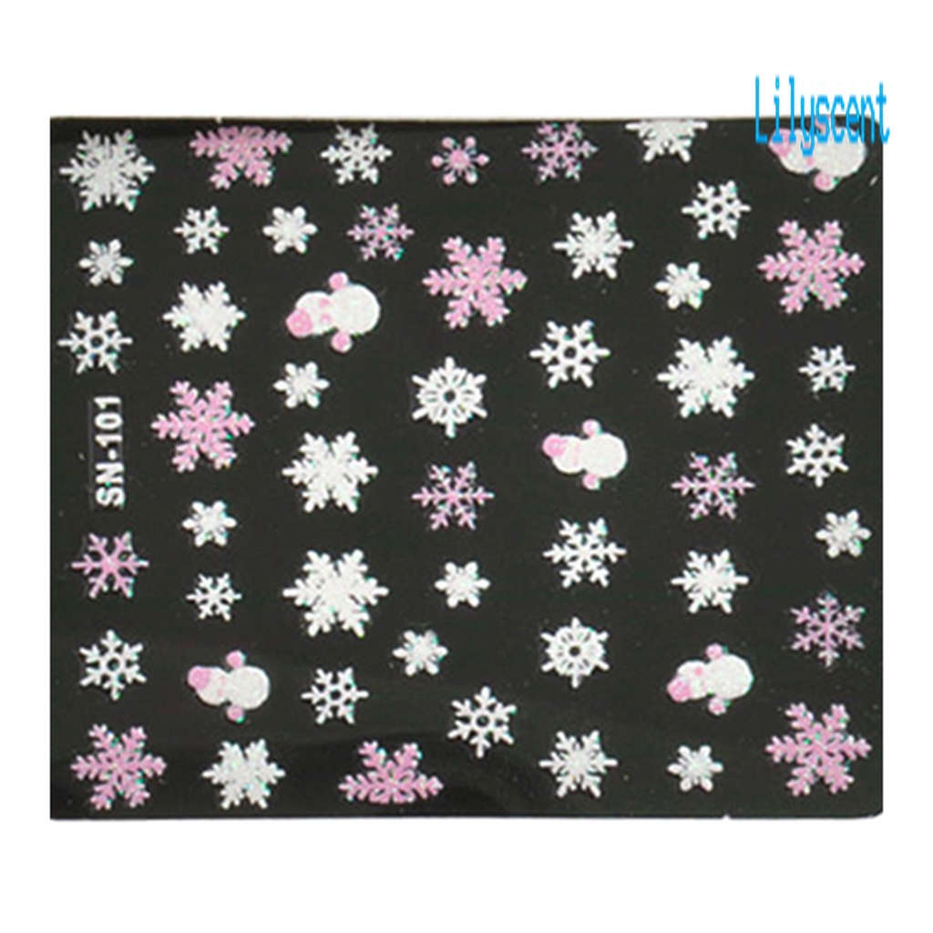 Stiker Kuku Motif Kepingan Salju Warna Solid