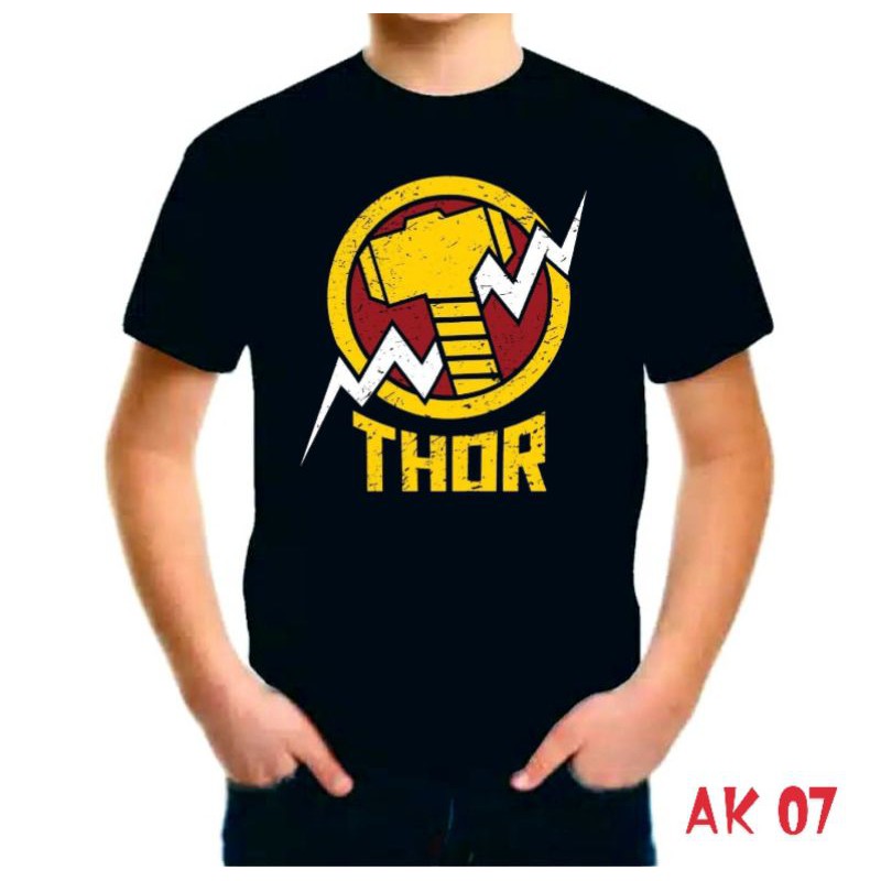 Kaos distro anak superhero thor combad 24s Size S-XL - Black series