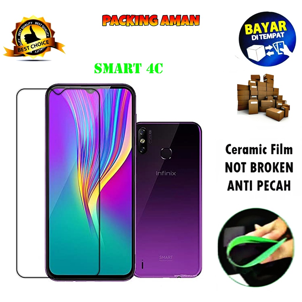 Tempered Glass Infinix Smart 4C 4G 2019 FULL COVER FULL SCREEN Ceramic Film Anti Gores