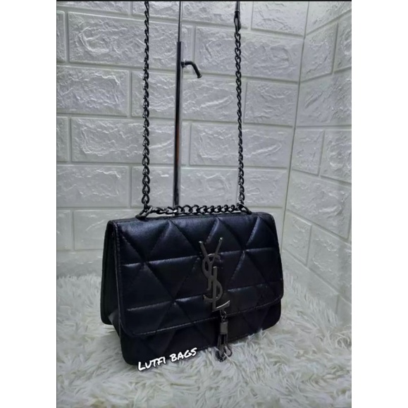 Tas Slempang Fashion Wanita VSL Rumbai Bordir Hitam Terlaris