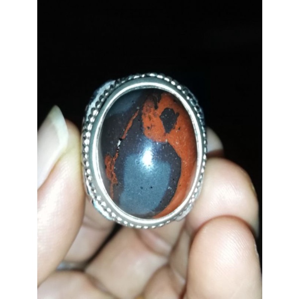 Natural Akik Jasper motif Yin-yang