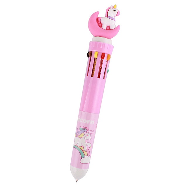 Cartoon 10 Colors Moon Unicorn/Mermaid/Dinosaur/Pig Ballpoint Pens Multi-color Press Ball Pen