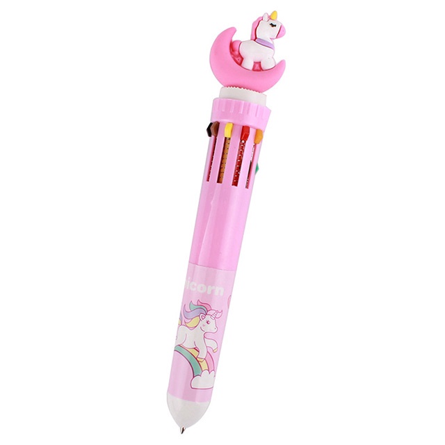 Cartoon 10 Colors Moon Unicorn/Mermaid/Dinosaur/Pig Ballpoint Pens Multi-color Press Ball Pen