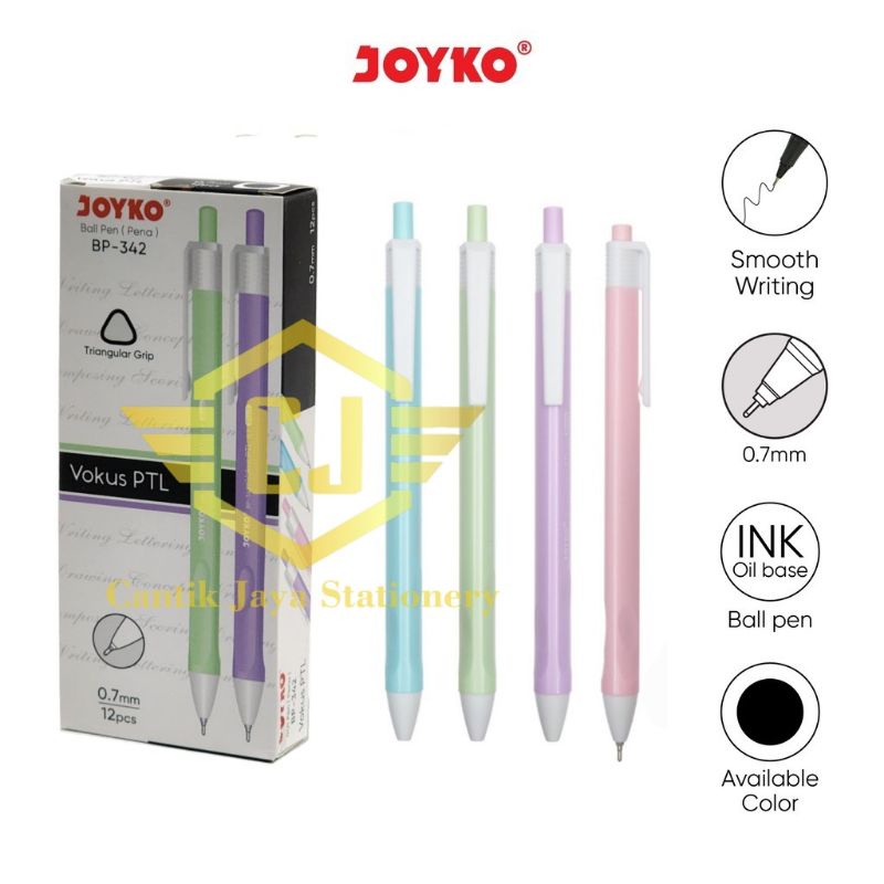 

1 LSN / 12 PCS Ball Pen Pulpen Pena Joyko BP-342 Vokus Pastel 0.7 mm