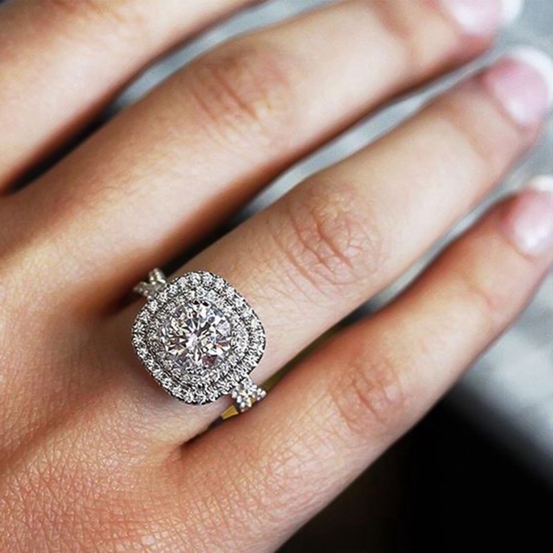 Cincin Pernikahan Bahan Cubic Zirconia Untuk Wanita