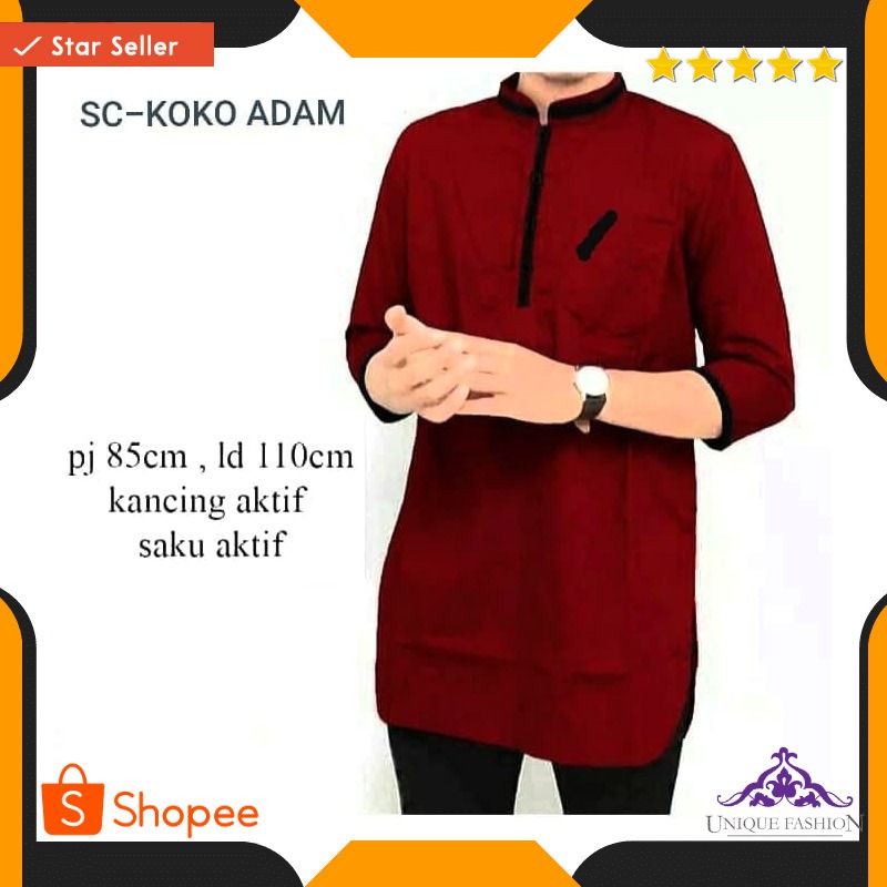 Koko Adam Maroon Sc Koko Pria Katun Merah Maroon