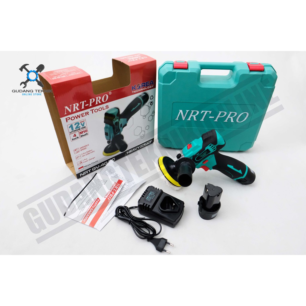 NRT PRO GV 40 DC / Cordless Polisher 4 Inch NRT GV40DC Mesin Poles Mobil Baterai 12V