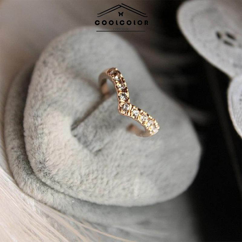 COD❤️Cincin berlian berbentuk hati cincin sederhana penuh berlian cinta cincin ekor korea fashion wanita