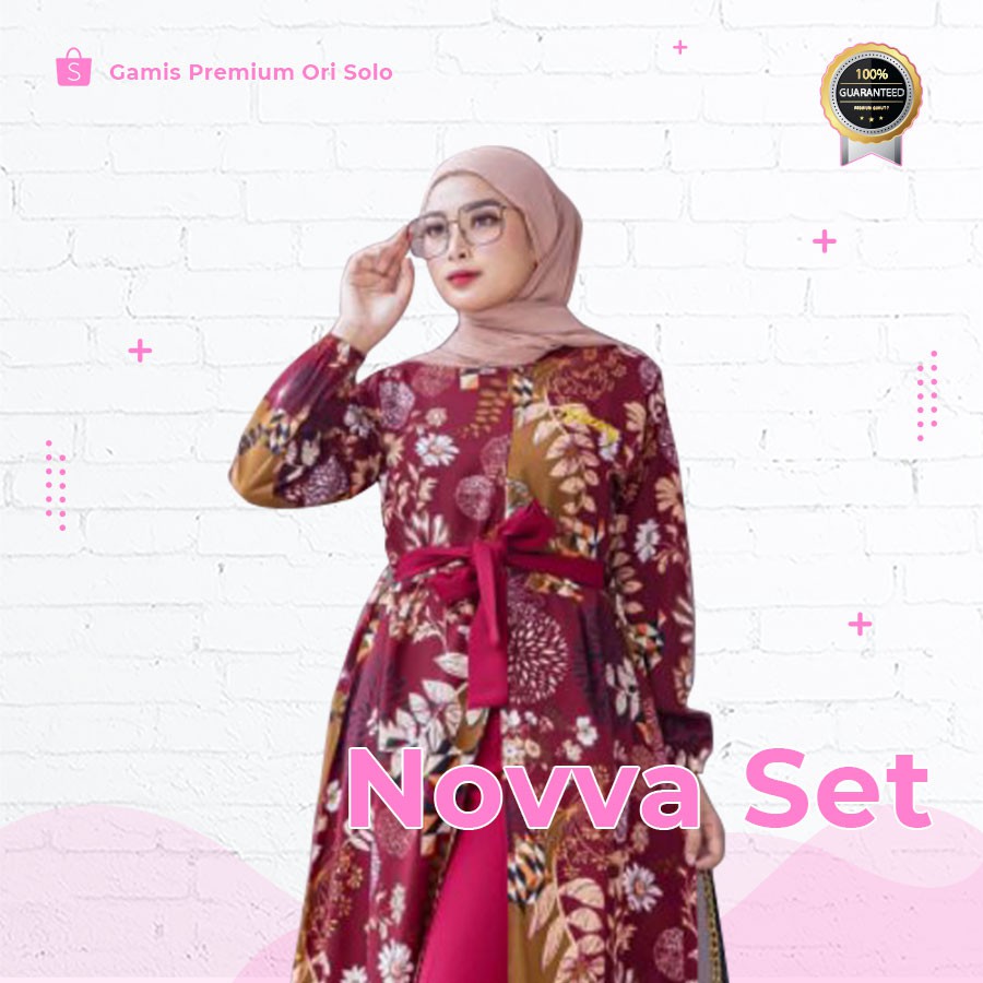 Novva Set Gamis Wanita Kekinian Dress Muslim Wanita Premium Ori by Spassy
