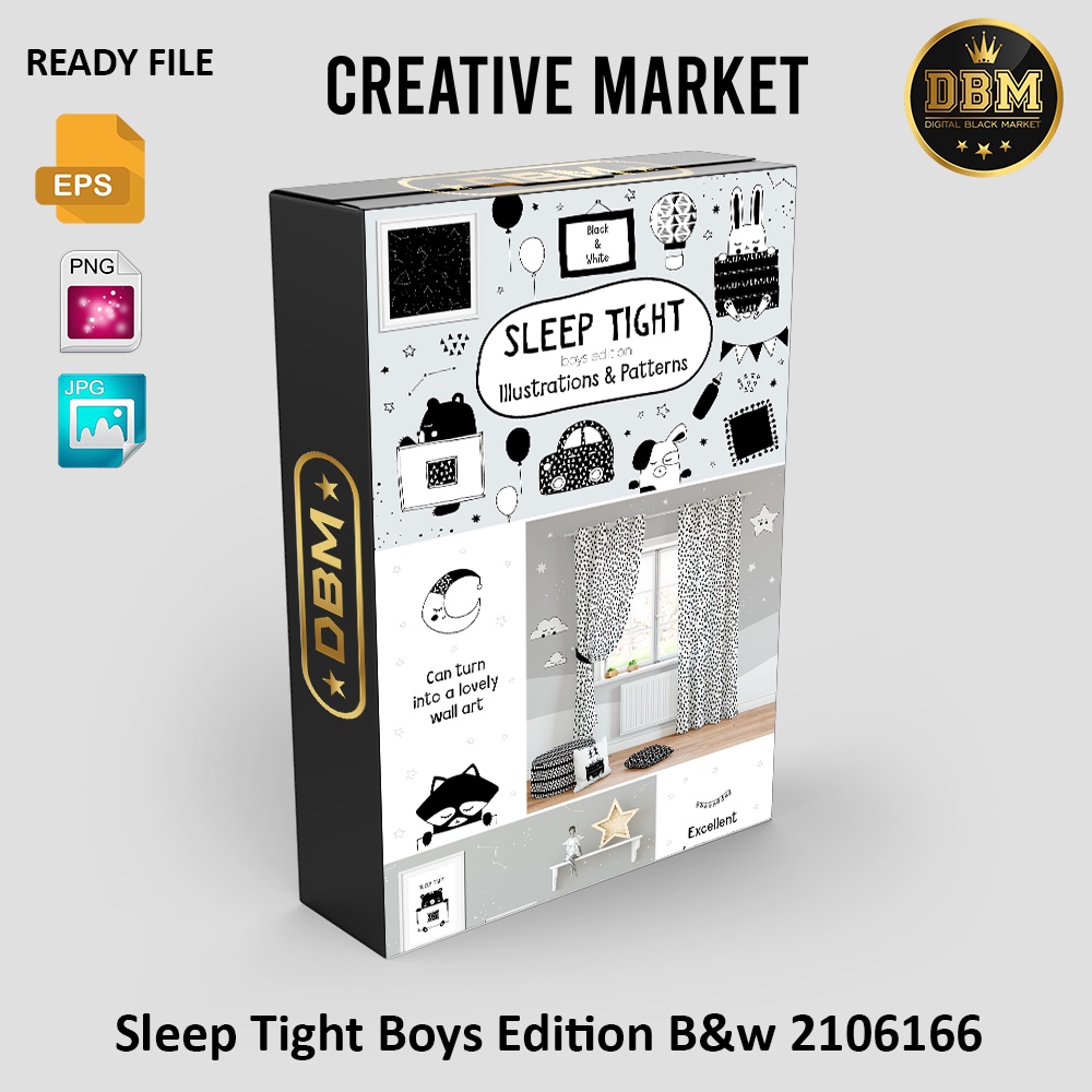 Sleep Tight Boys Edition B&amp;W - Vector Designs