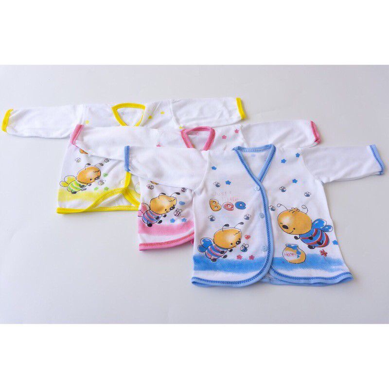 6Pcs Baju Bayi Lengan Panjang putih sablon baru lahir