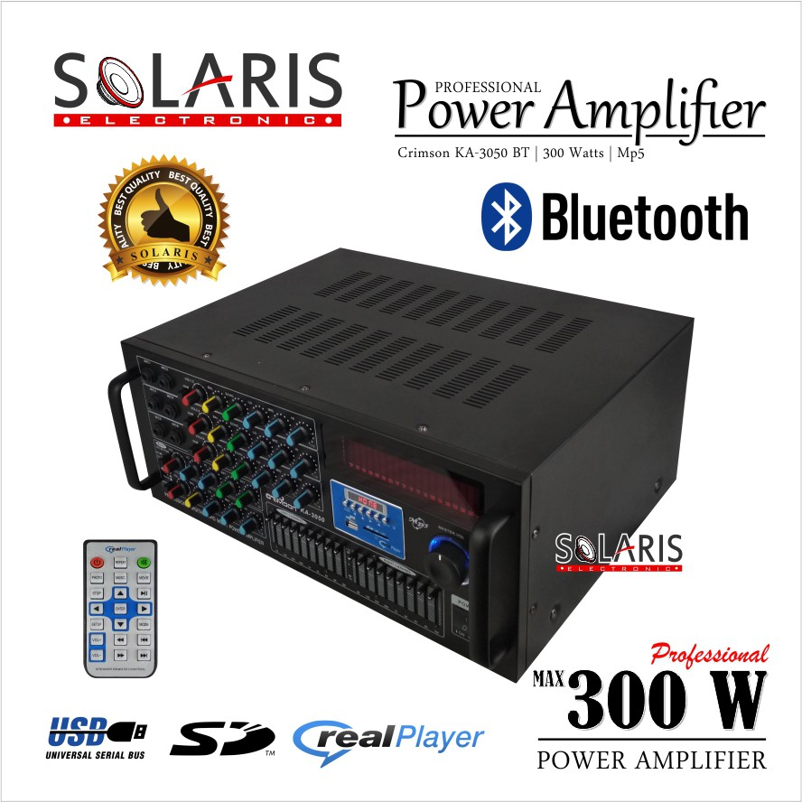 POWER AMPLIFIER BLUETOOTH EQUALIZER Mp5 300 Watts CRIMSON KA-3050 B
