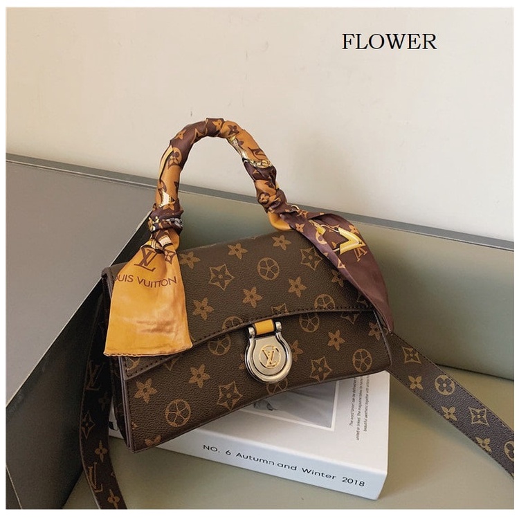 ZC 5129 RISCE TAS SELEMPANG IMPORT WANITA CEWEK PEREMPUAN JAKARTA BATAM FREE SYAL MOTIF FLOWER