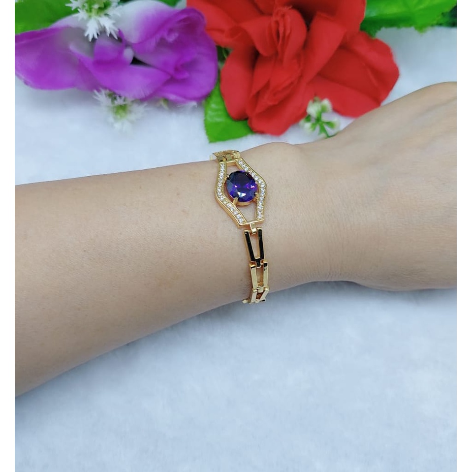 Gelang xuping permata warna warni lapis emas perhiasan fashion