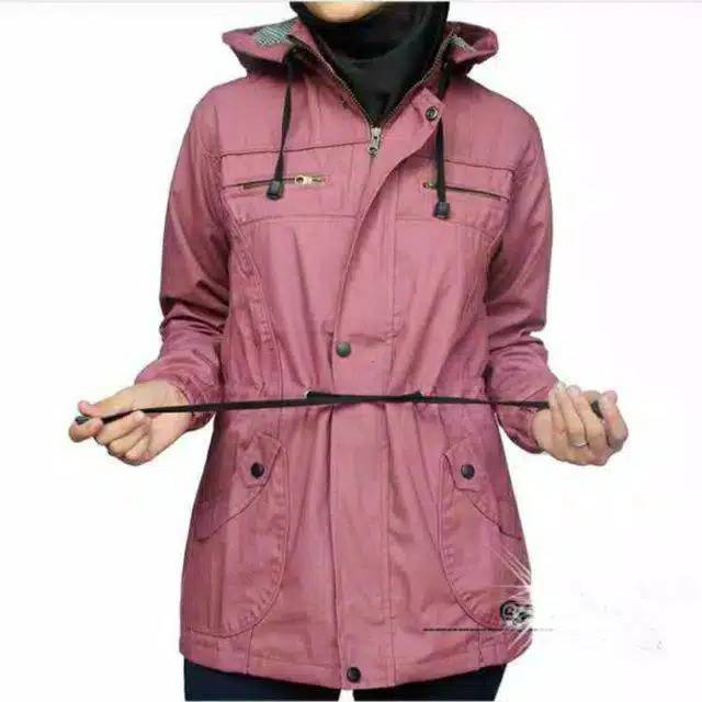 JAKET PARKA WANITA HOODIE BISA DILEPAS DALEMAN FURING  BOMBER