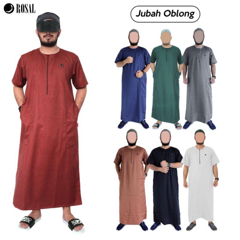 Jubah Oblong Lengan Pendek Gamis Pria By Rosal M L Xl 2xl 3xl Big