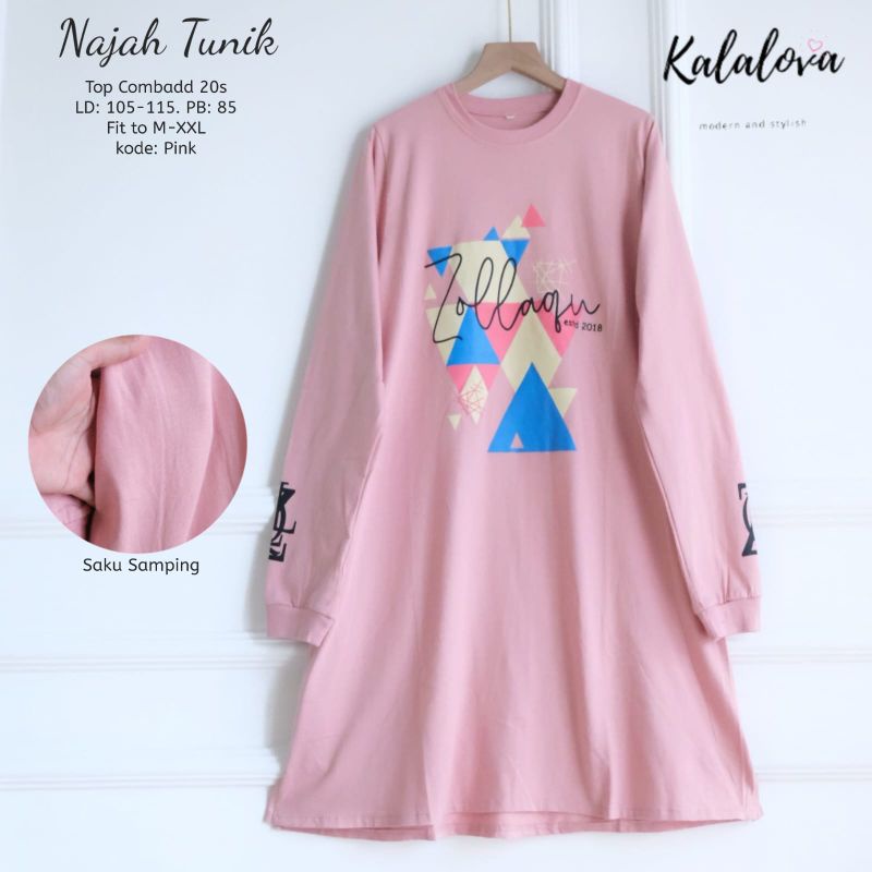 Kaos Tunik Zollaqu Murah Cantik Anggun Dan Elegan.Bahan Combad Halus Adem Nyman Dipakai Original By 