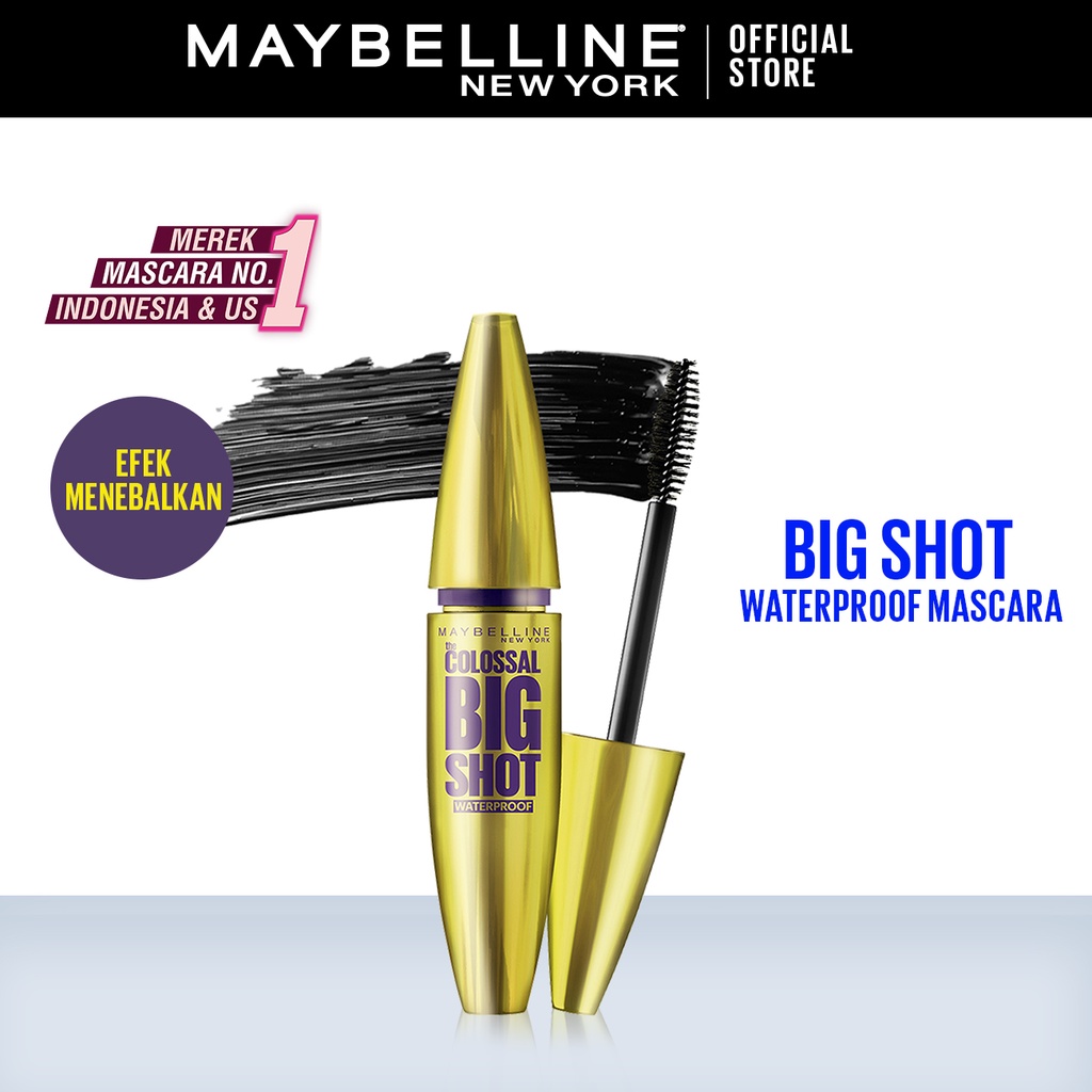 Maybelline The Colossal Big Shot Waterproof Mascara MakeUp - Hitam