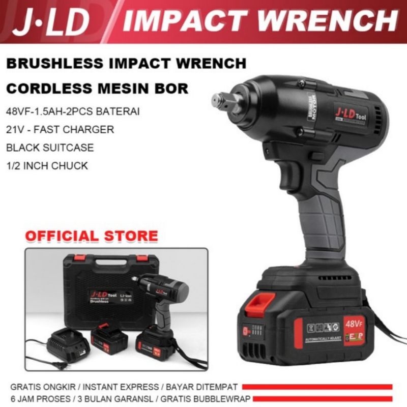 Jual JLD IMPACT WRENCH TORSI 550NM TERBESAR 48VF. BOR IMPACT WRENCH
