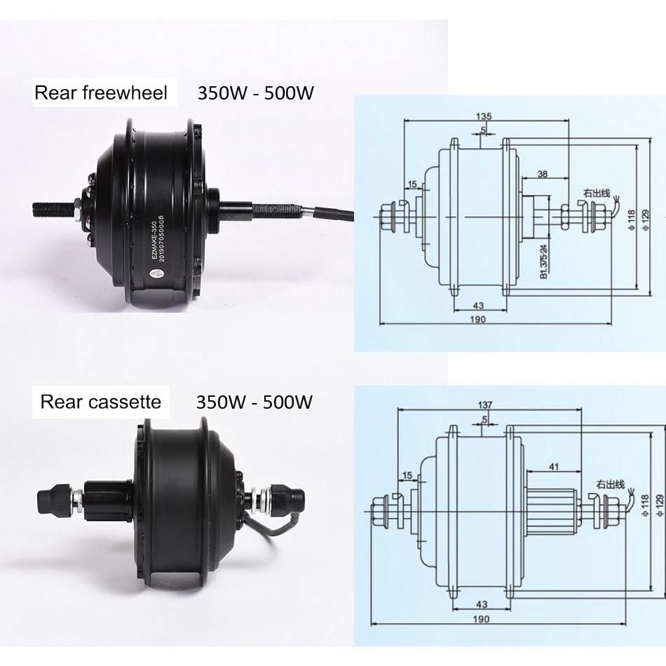 Ebike kit dinamo motor bldc 36v 350w sepeda velg jeruji 36hole