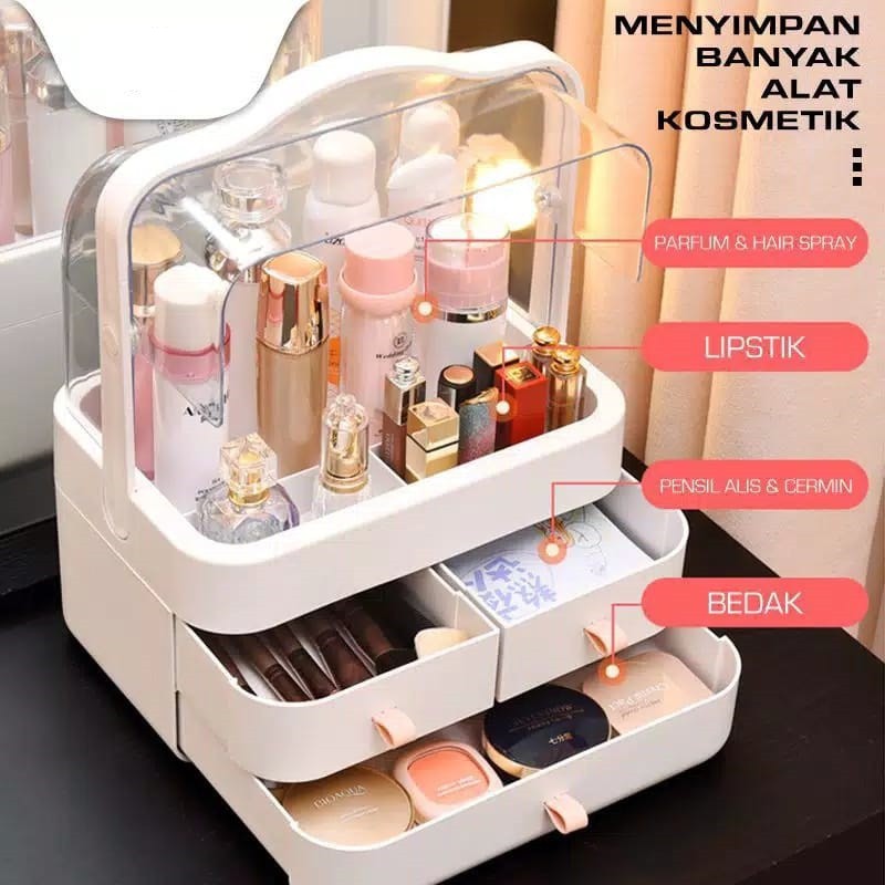 Rak Kosmetik Serbaguna Storage Box Makeup Organizer Clamshell Multifungsi