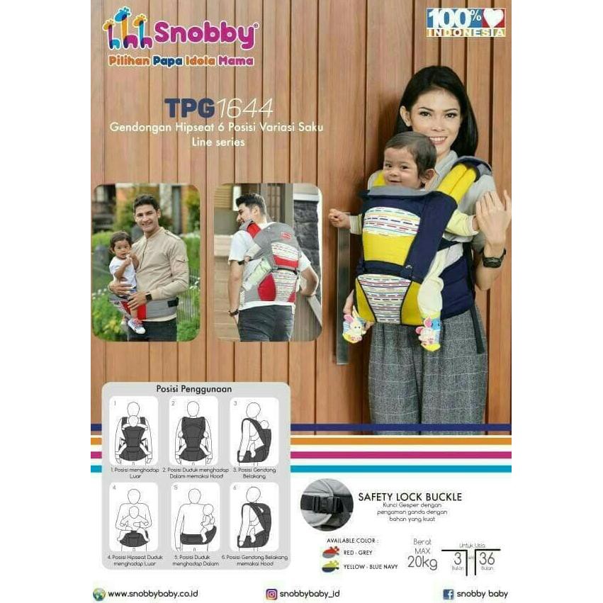 Hipseat Snobby Line Series Tpg1644/Hiprest Snobby/Gendongan Bayi Duduk