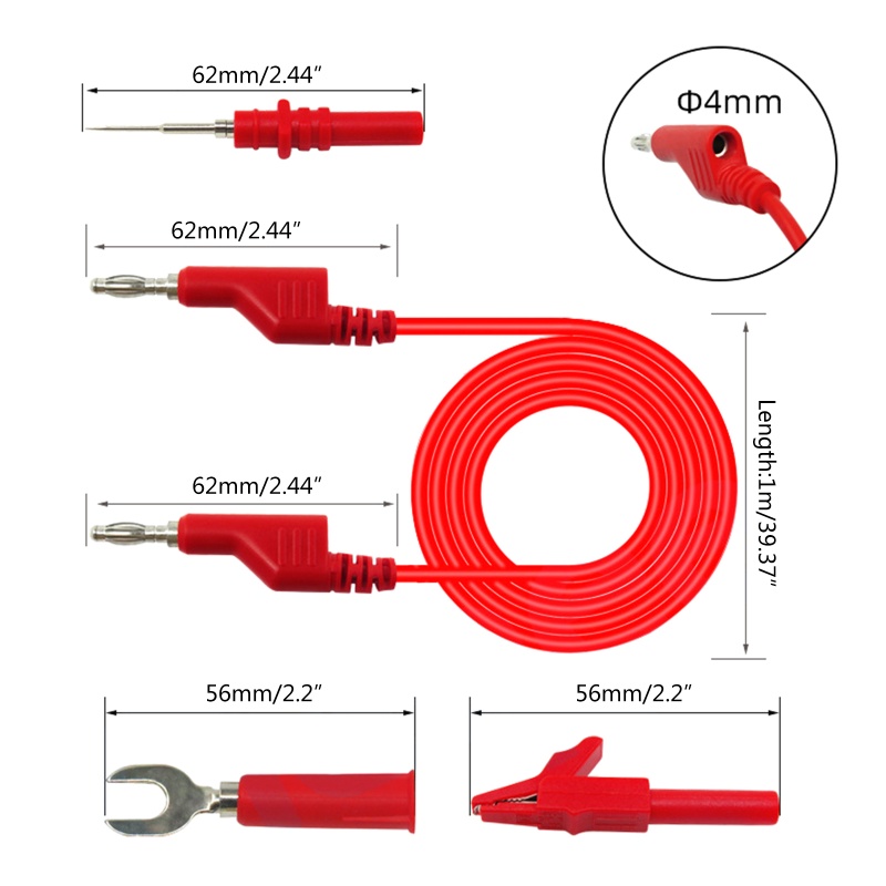 Btsg Upgraded 4mm Banana to Banana Plug Test Lead Kit Untuk Multimeter Match Alligat-or Clip U-typ &amp; Tusukan Test Probe K