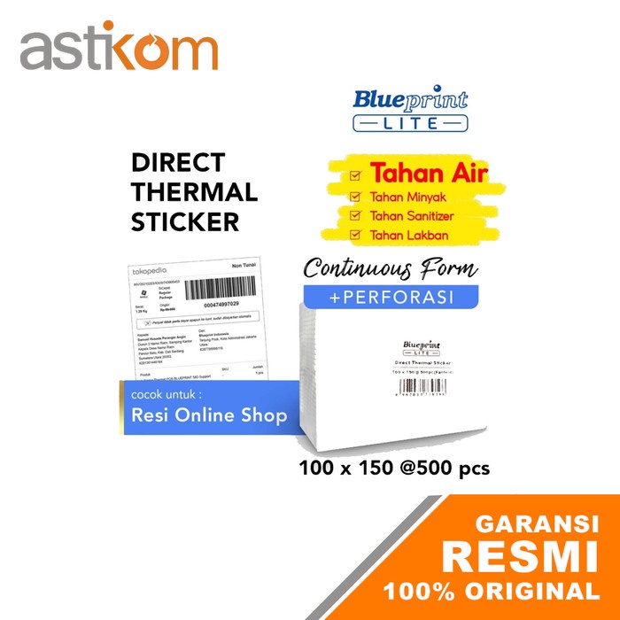 

Kertas Direct Thermal STIKER Label Online BLUEPRINT 100x150 500pcs