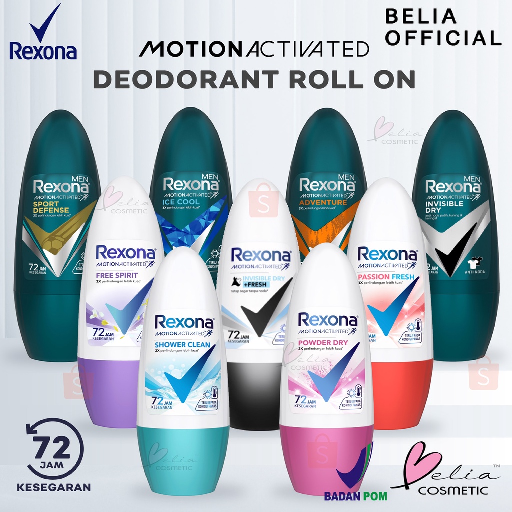 ❤ BELIA ❤ REXONA Deodorant Roll On Penghilang Bau Badan | Women | Men (✔BPOM)